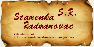 Stamenka Radmanovac vizit kartica